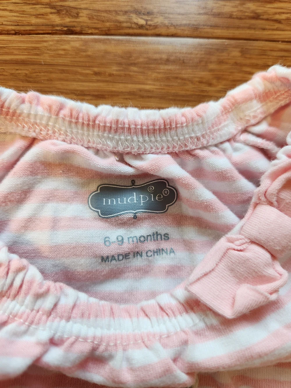 Mud Pie Baby Girls Pink Flower Embroidered Footed One-Piece Outfit, 6-9 Months
